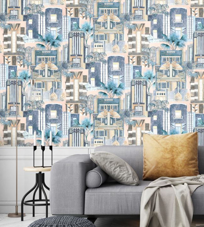 Downtown Deco Wallpaper - Blue - Brand McKenzie