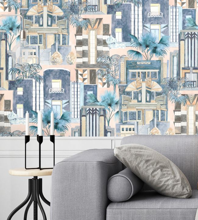 Downtown Deco Wallpaper - Blue - Brand McKenzie