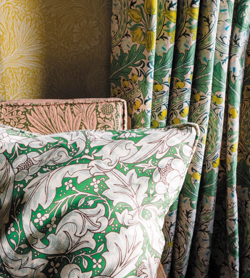 Bachelors Button Fabric - Leaf Green/Sky - 226986 - Morris & Co