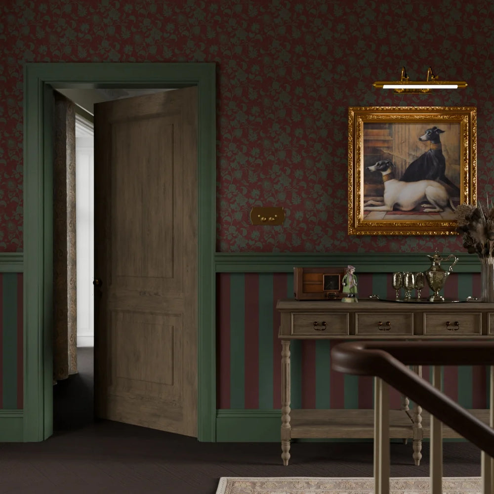 Balmoral Baroque Wallpaper - Pine Green & Garnet - Lucie Annabel