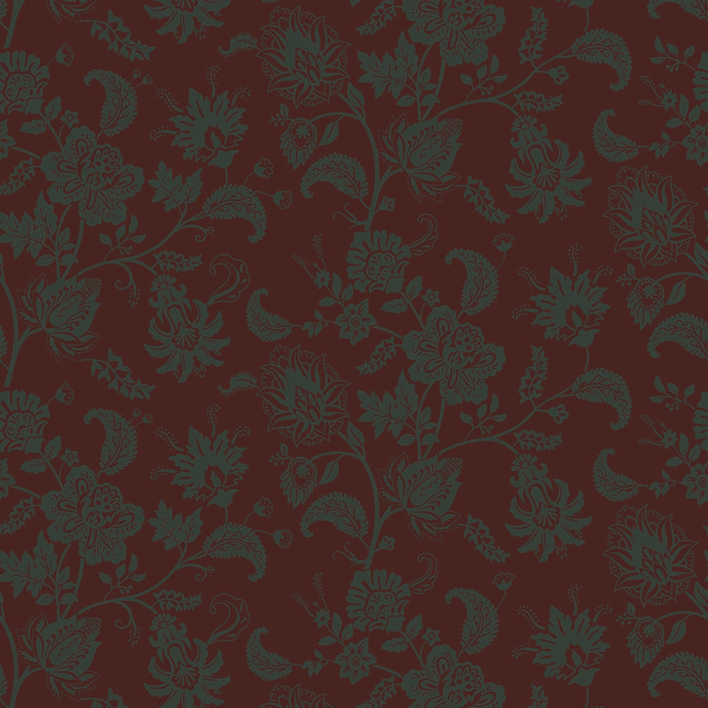Balmoral Baroque Wallpaper - Pine Green & Garnet - Lucie Annabel