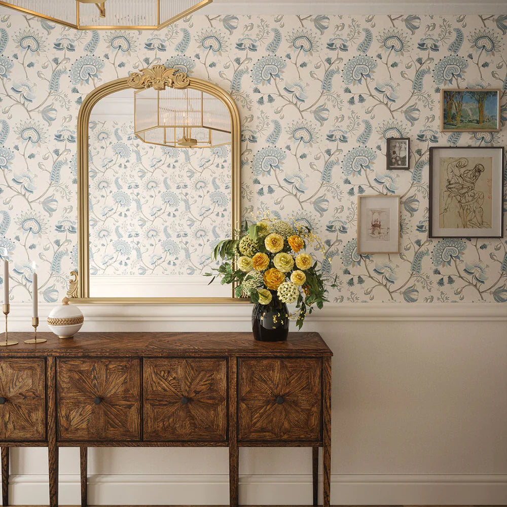 Beaumont Wallpaper - Shades of Blue & Ecru - Lucie Annabel