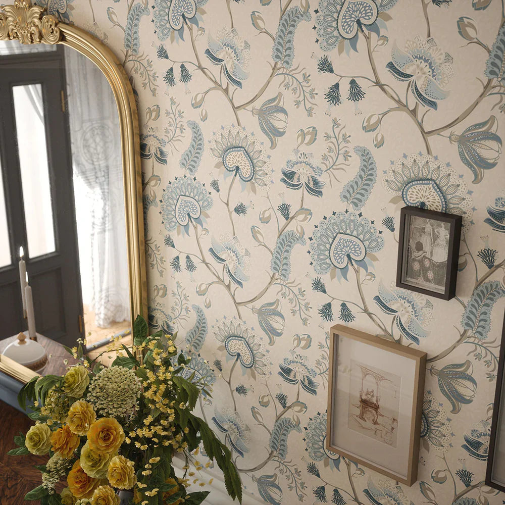 Beaumont Wallpaper - Shades of Blue & Ecru - Lucie Annabel