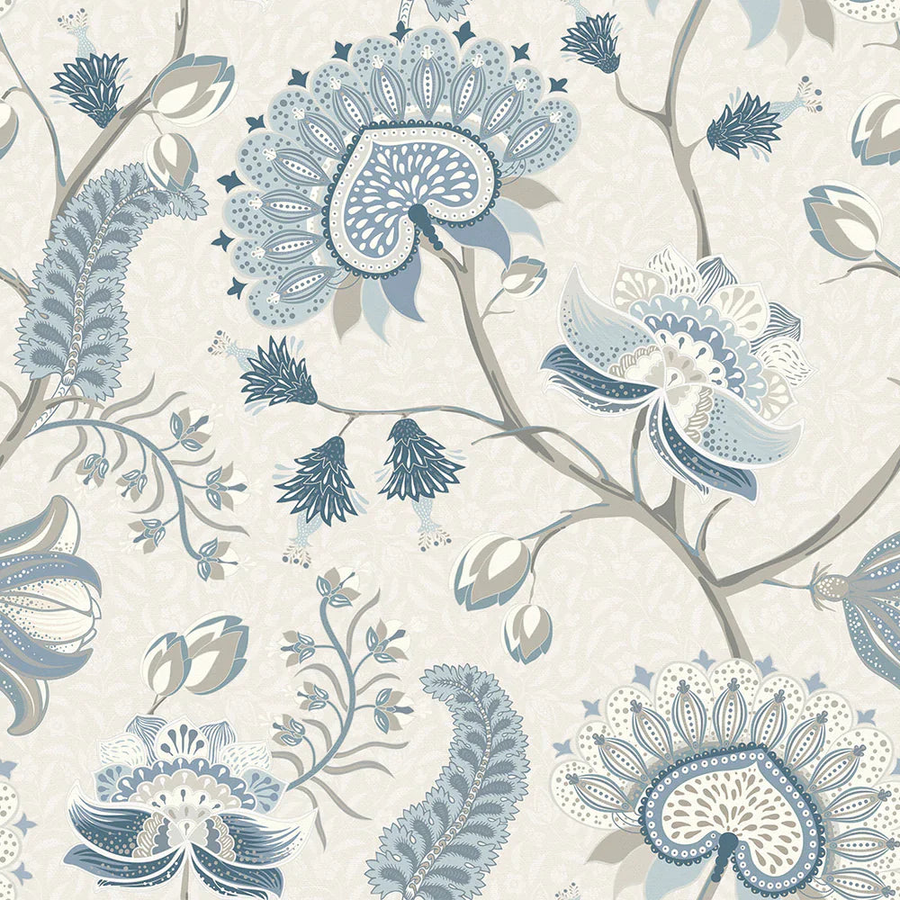 Beaumont Wallpaper - Shades of Blue & Ecru - Lucie Annabel