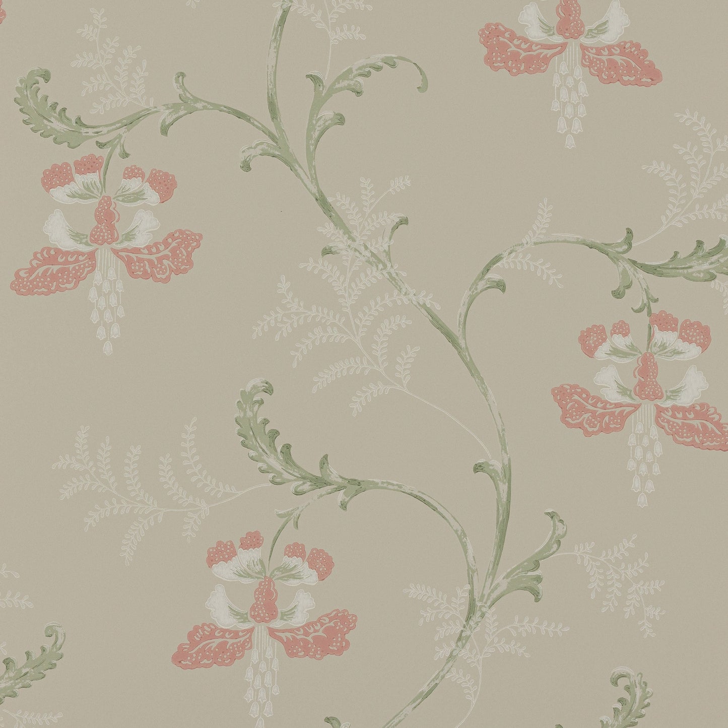 Bellflower Wallpaper - Pink/Green - Colefax & Fowler