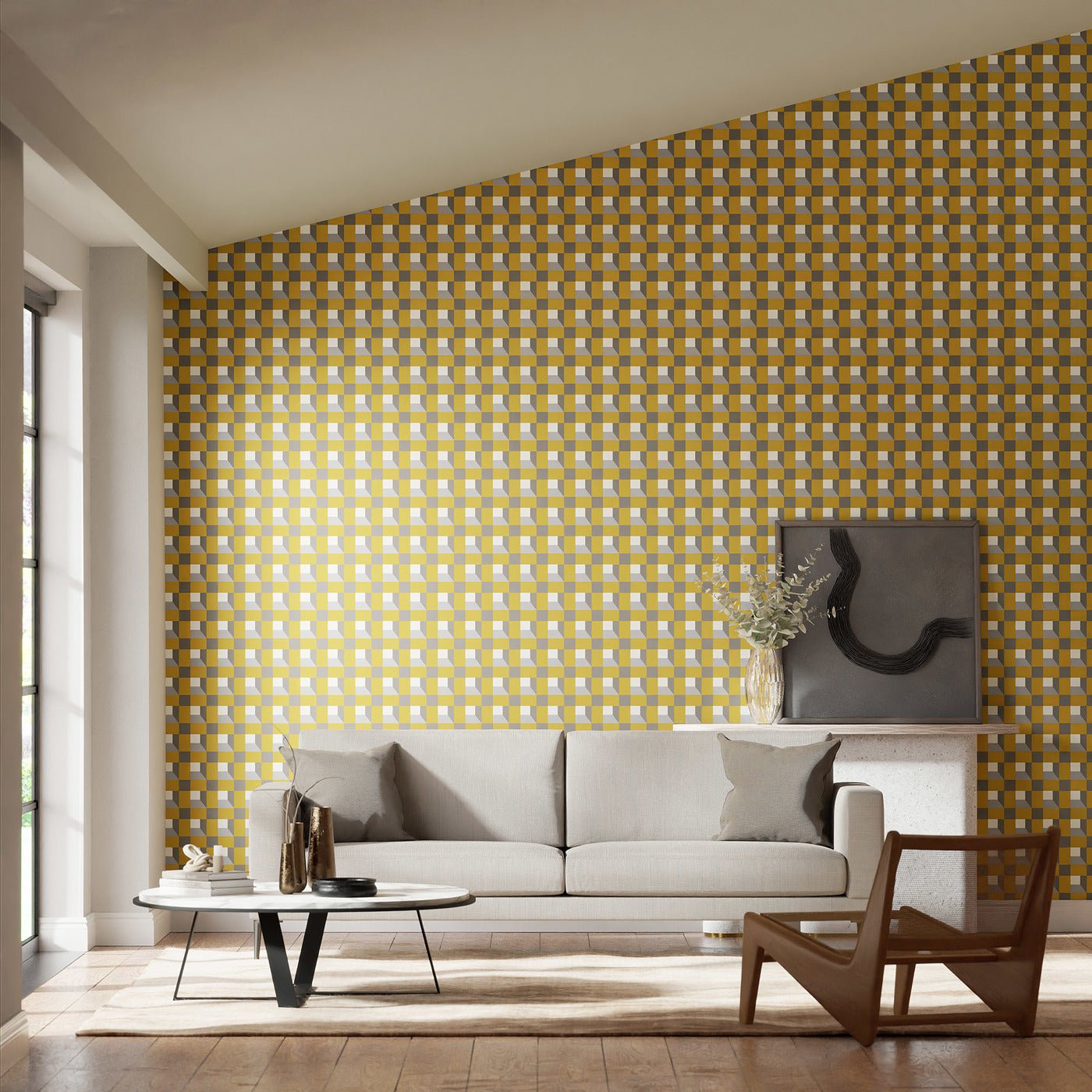Blocks Wallpaper - Nectar/Sketched/Diffused Light - HQN3112942 - Harlequin
