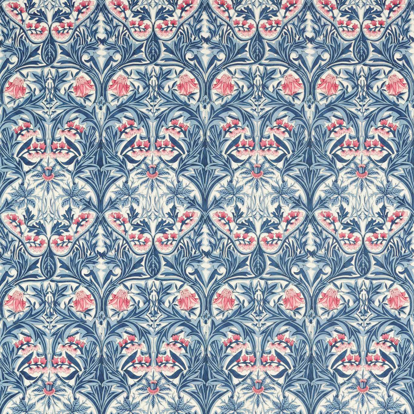 Bluebell Fabric - Indigo/Rose - 227037 - Morris & Co