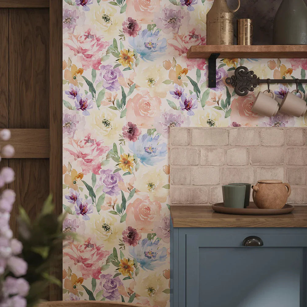 Bouquet De Fleurs Wallpaper - Spring Pastels - Lucie Annabel