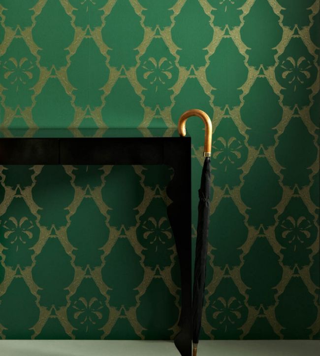 Boxing Hares Wallpaper - Billiard Green - BG0400-101 - Barneby Gates