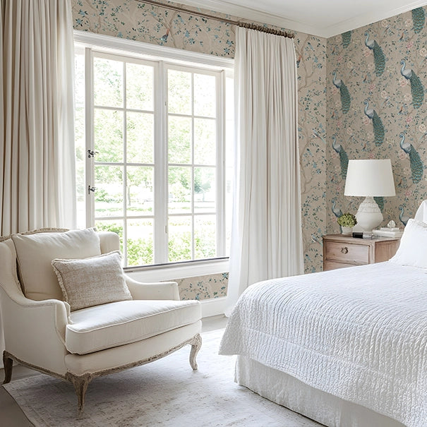 Branches and Birdsong Wallpaper - Latte - Lucie Annabel