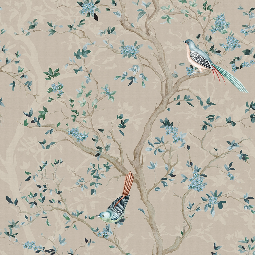 Branches and Birdsong Wallpaper - Latte - Lucie Annabel