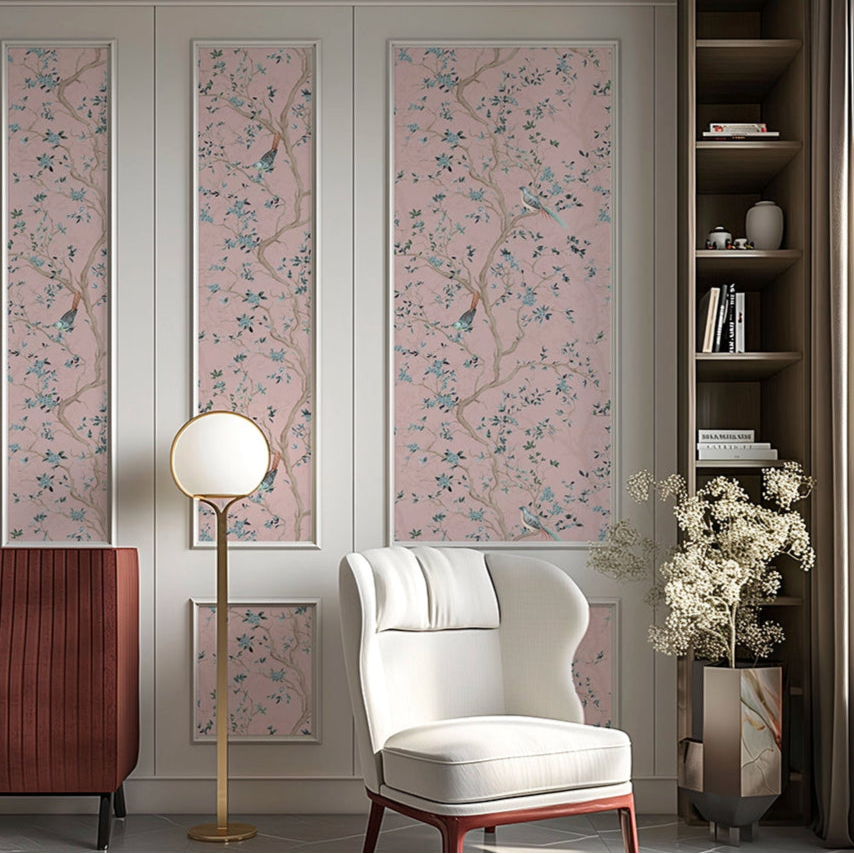 Branches and Birdsong Wallpaper - Rose - Lucie Annabel