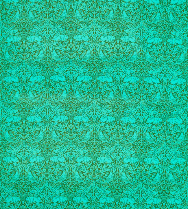 Brer Rabbit Fabric - Olive/Turquoise - 226848 - Morris & Co