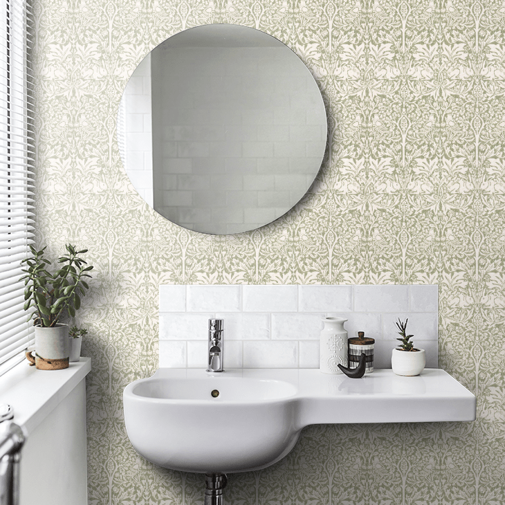 Brer Rabbit Wallpaper - Leaf Green - 217389 - Morris Wallpaper WD