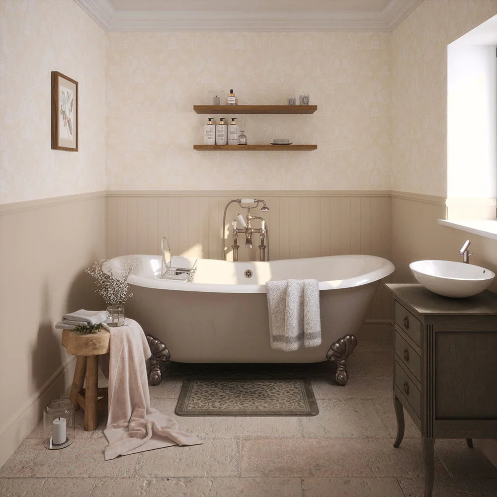 Bridgerton Damask Wallpaper - Classic Cream & Pearl White - Lucie Annabel