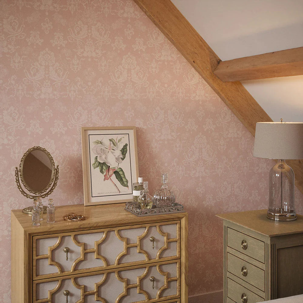 Bridgerton Damask Wallpaper - French Pink - Lucie Annabel
