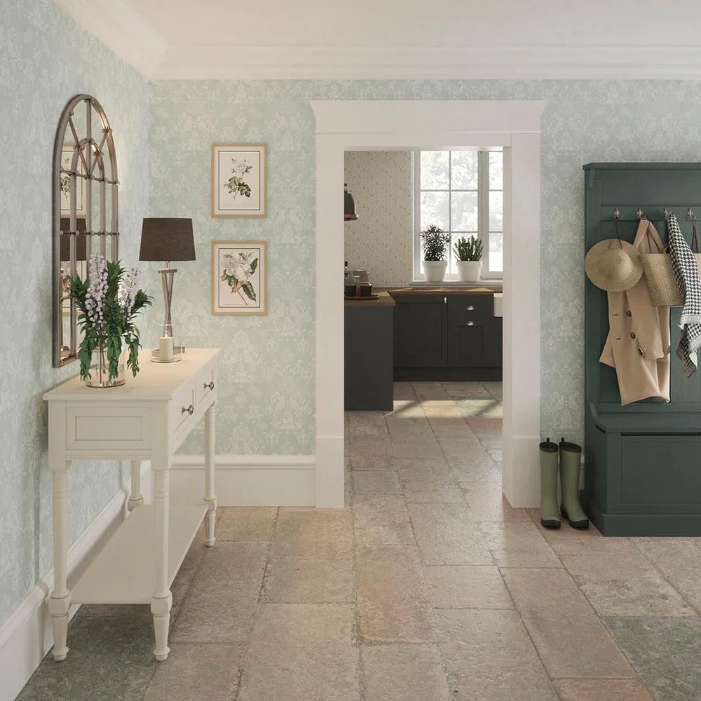 Bridgerton Damask Wallpaper - Soft Mint - Lucie Annabel
