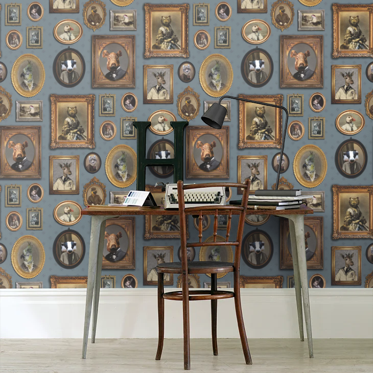Portrait Gallery Wallpaper - Blue - The Graduate Collection
