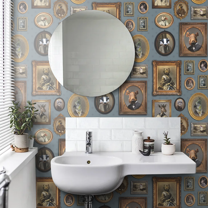 Portrait Gallery Wallpaper - Blue - The Graduate Collection