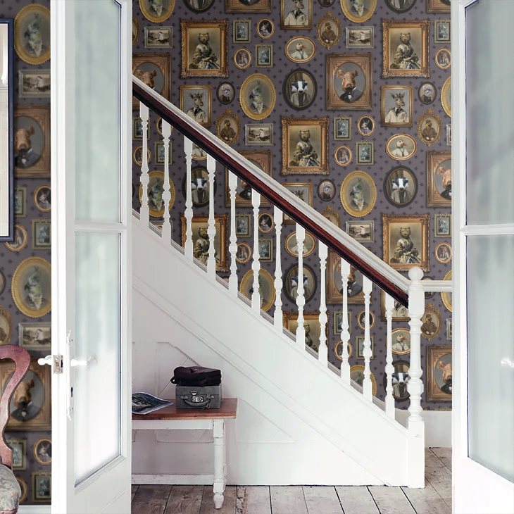Portrait Gallery Wallpaper - Mauve - The Graduate Collection