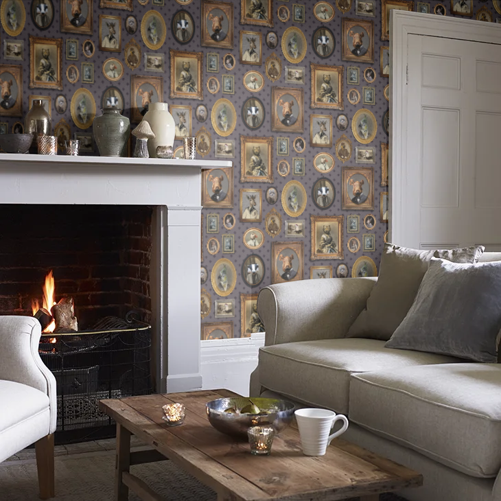 Portrait Gallery Wallpaper - Mauve - The Graduate Collection