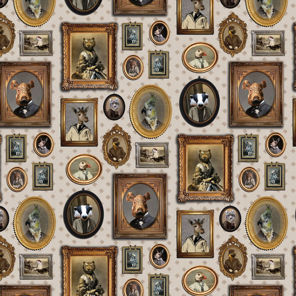 Portrait Gallery Wallpaper - Taupe - The Graduate Collection