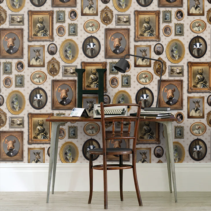 Portrait Gallery Wallpaper - Taupe - The Graduate Collection