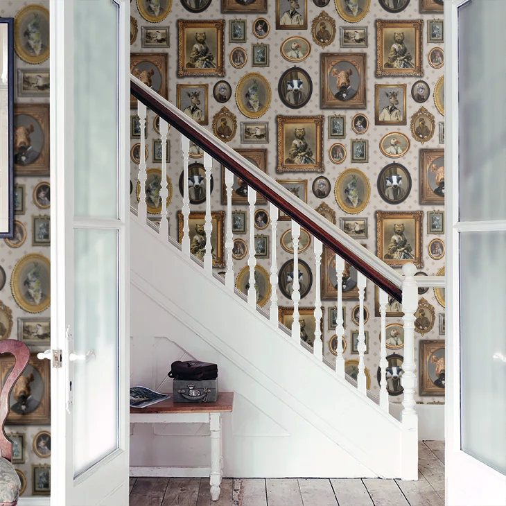 Portrait Gallery Wallpaper - Taupe - The Graduate Collection