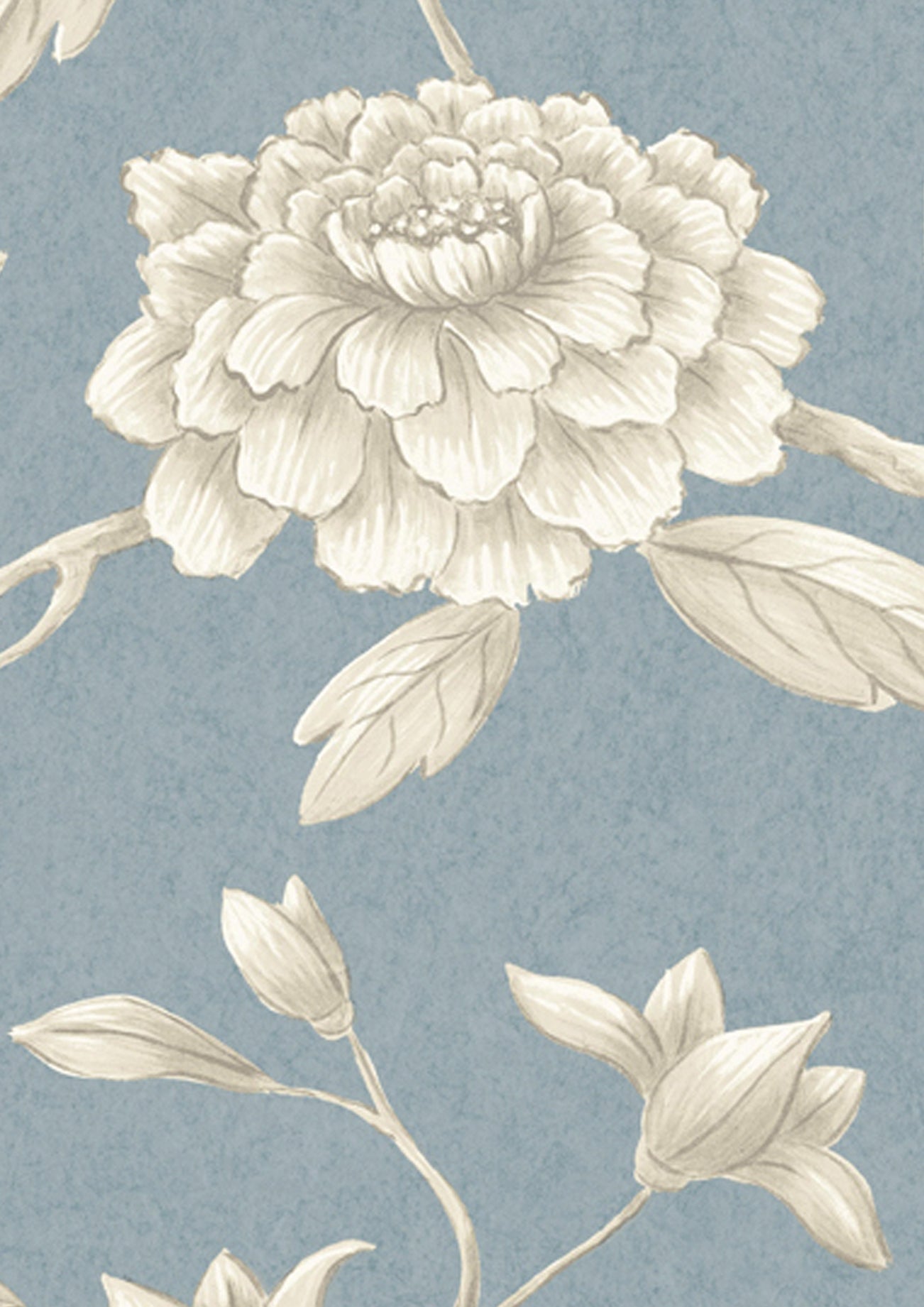 Jasper Peony Wallpaper - Blue - Lewis & Wood