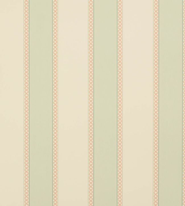 Chartworth Stripe Wallpaper - Aqua/Pink - Colefax & Fowler
