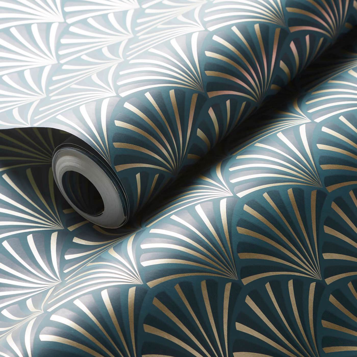Chrysler Wallpaper - Teal - Clarke & Clarke
