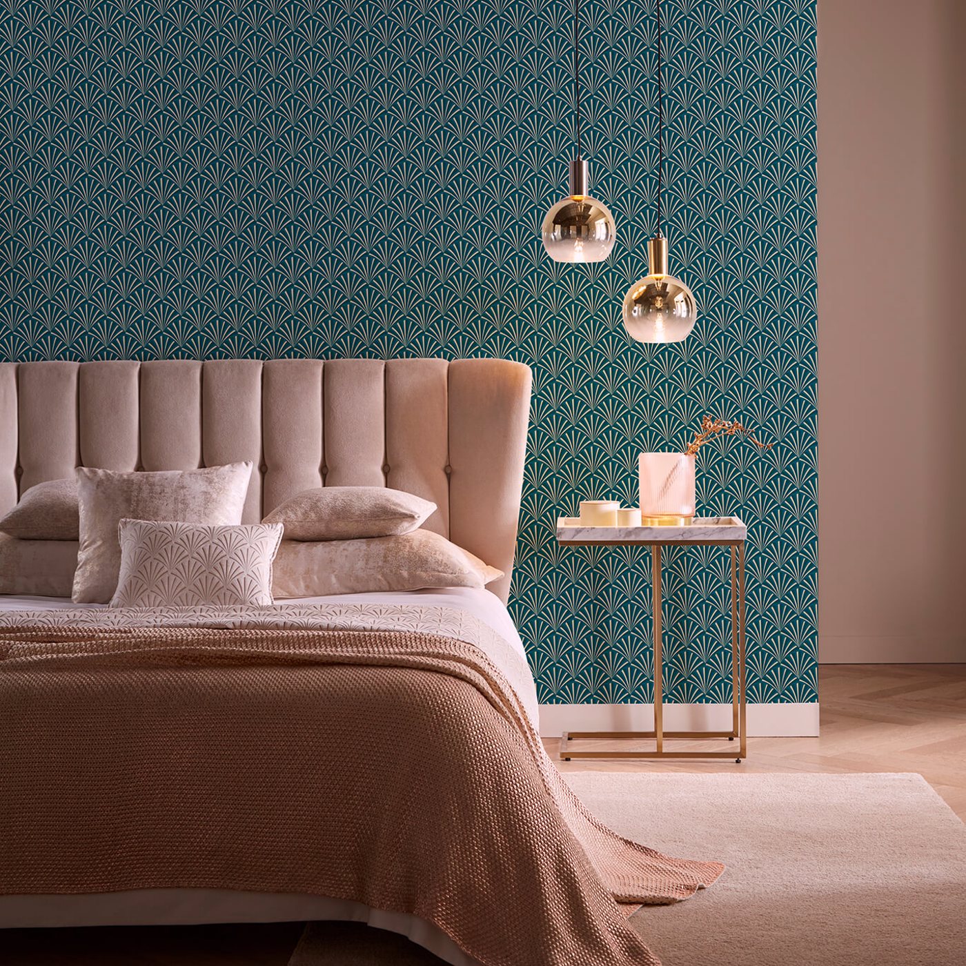Chrysler Wallpaper - Teal - Clarke & Clarke
