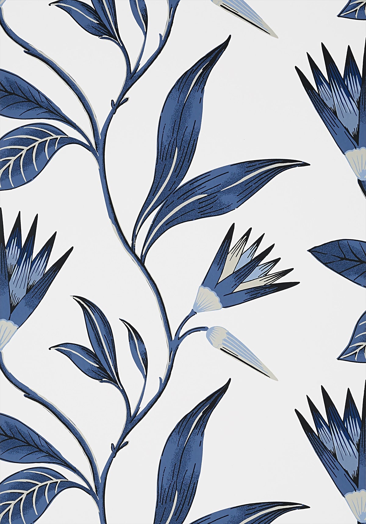 Cleo Vine Wallpaper - Blue and White - AT9621 - Anna French