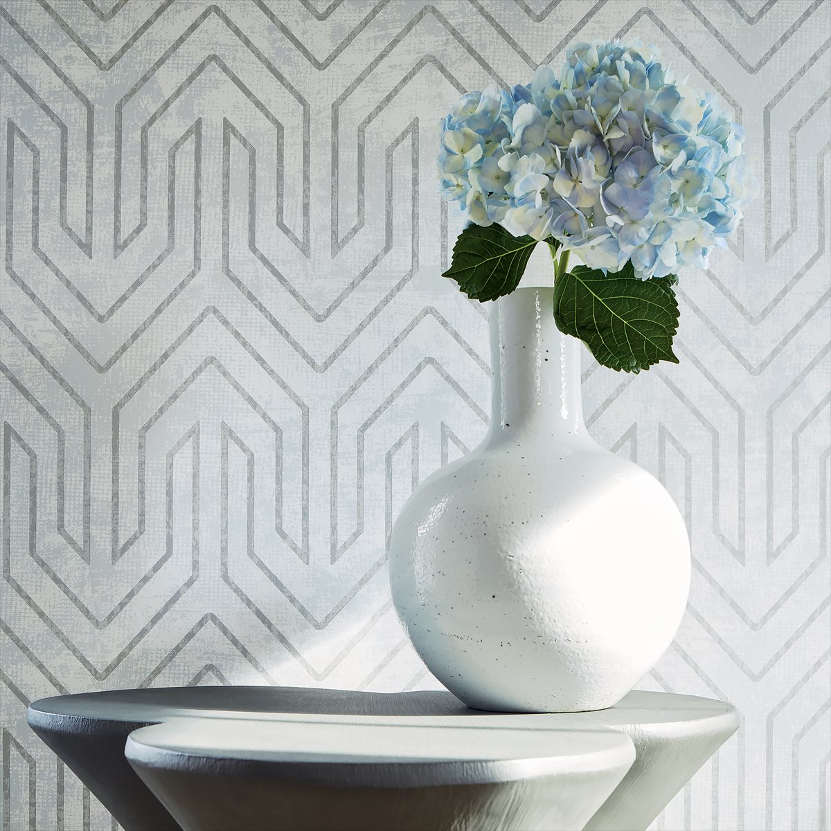 Colburn Chevron Wallpaper - Spa Blue - AT9612 - Anna French
