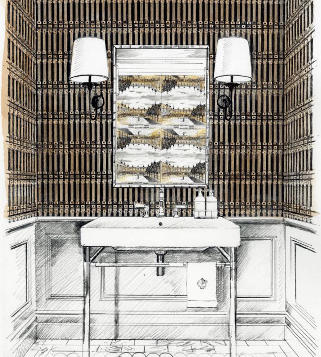 Columns Wallpaper - Vine Black/Antique Gold - ZPLW312969 - Zoffany