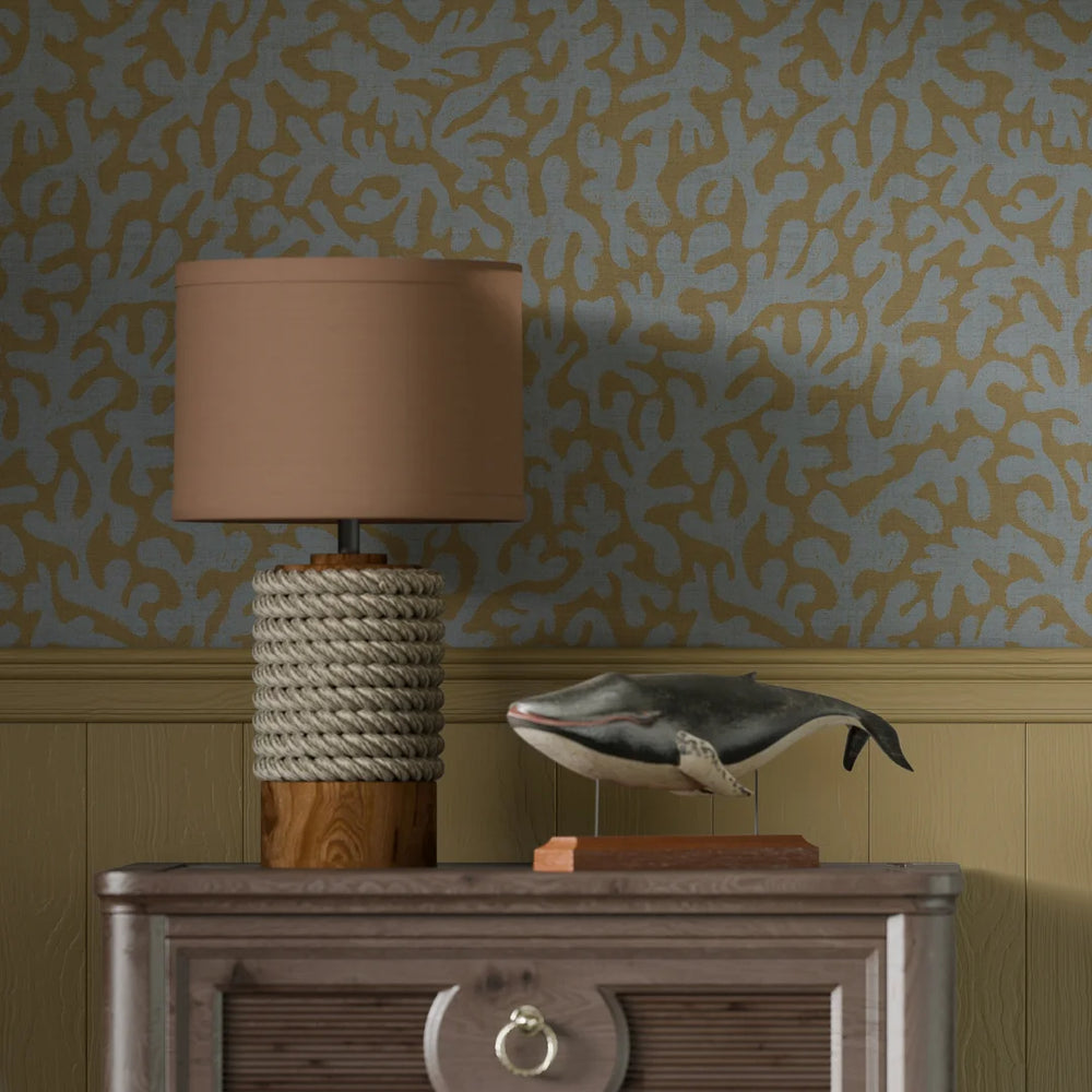 Coral Cove Wallpaper - Cornflower Blue & Rich Ochre - Lucie Annabel
