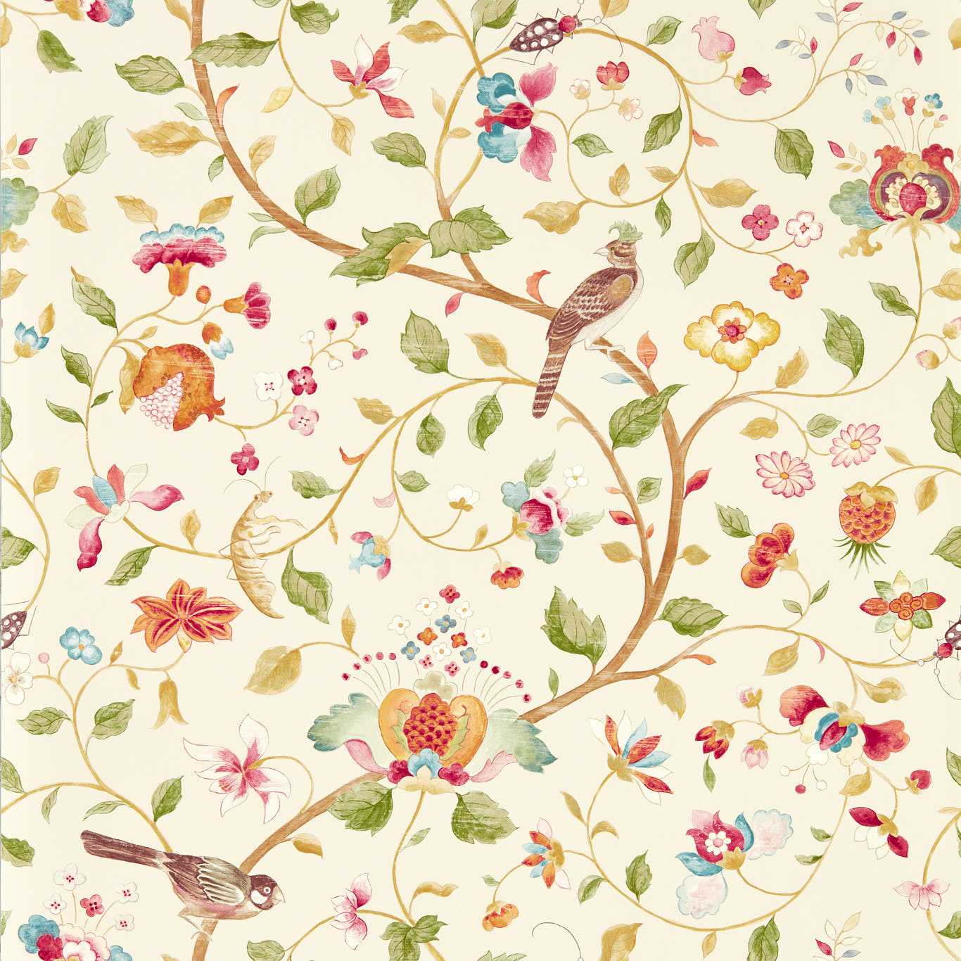 Aril’s Garden Olive/Mulberry Wallpaper