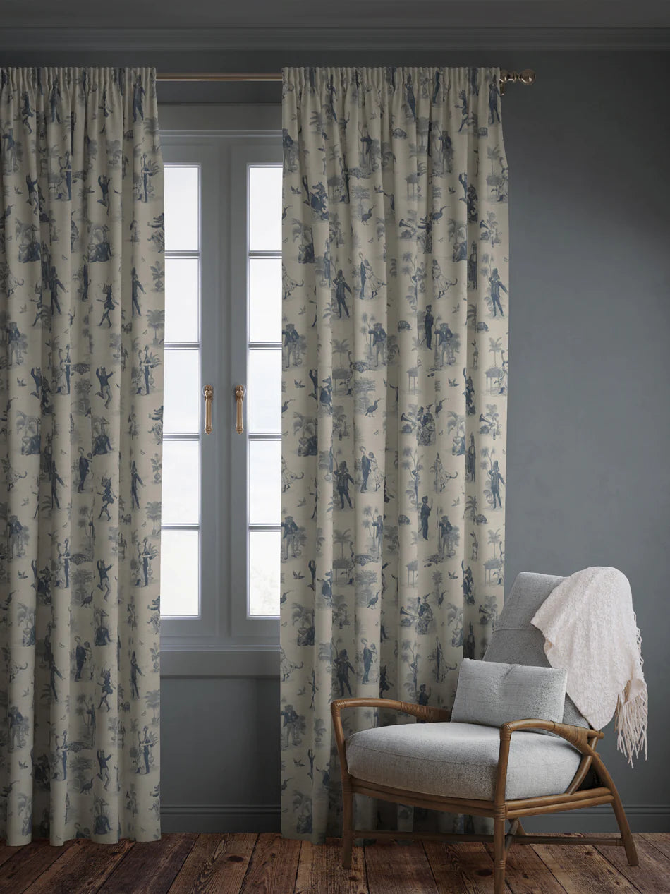Safari Soiree 'Heron Blue' Recycled Room Velvet Fabric