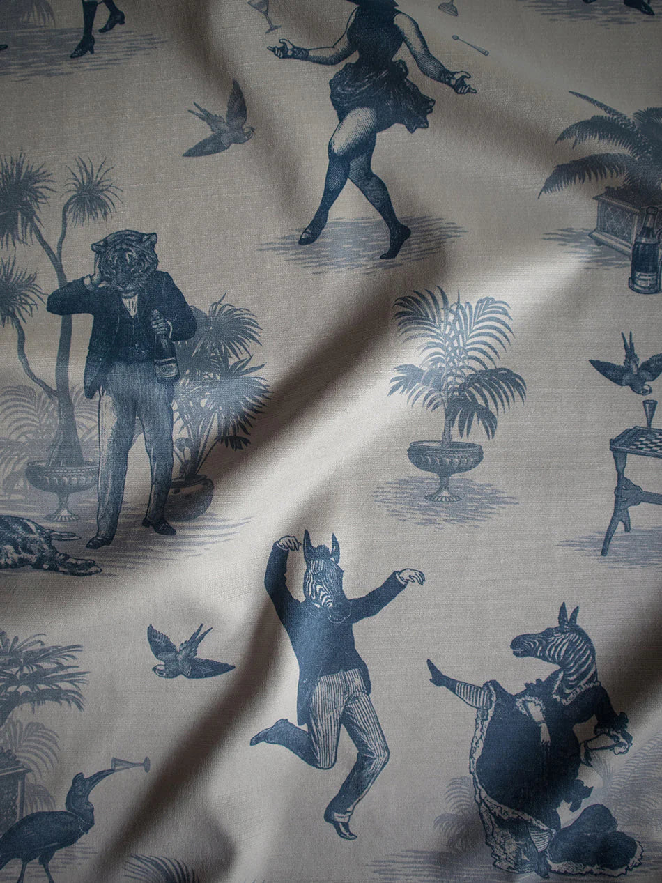 Safari Soiree 'Heron Blue' Recycled Room Velvet Fabric