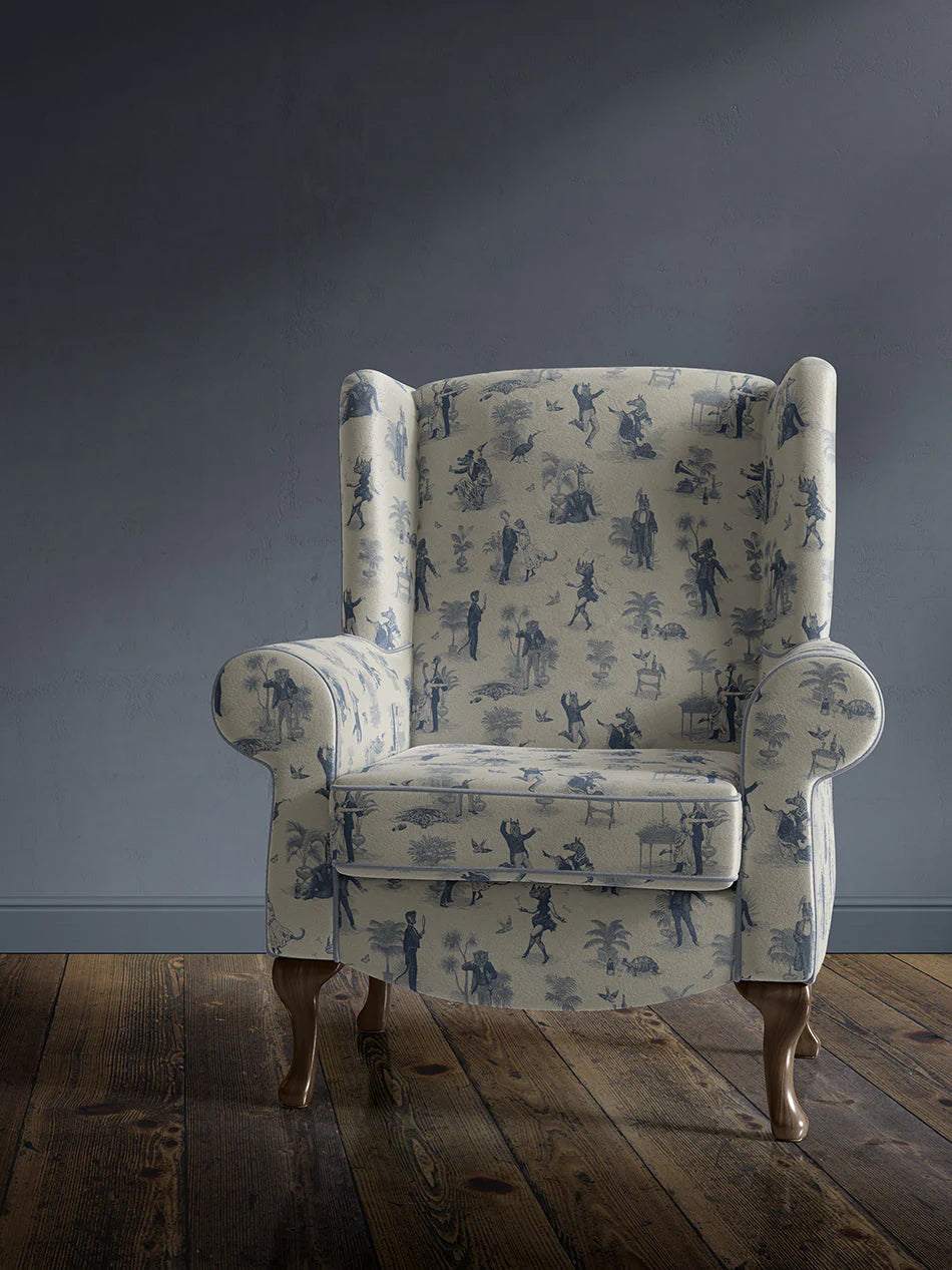 Safari Soiree 'Heron Blue' Recycled Room Velvet Fabric