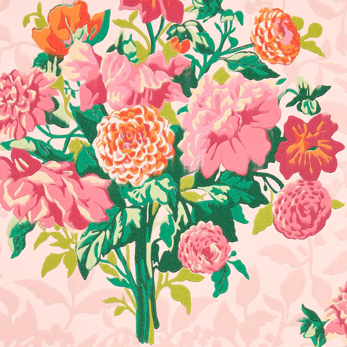 Dahlia Bunch Wallpaper - Rose Quartz/Spinel - HSRW113056 - Harlequin
