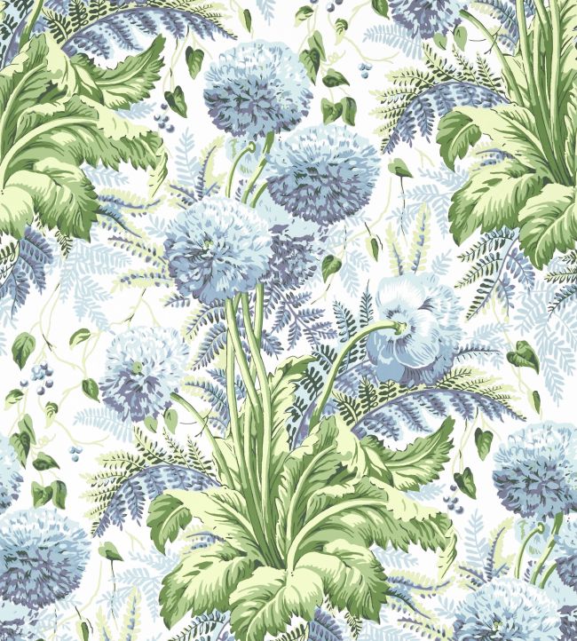 Dahlia Wallpaper - Sky on White - AT24535 - Anna French