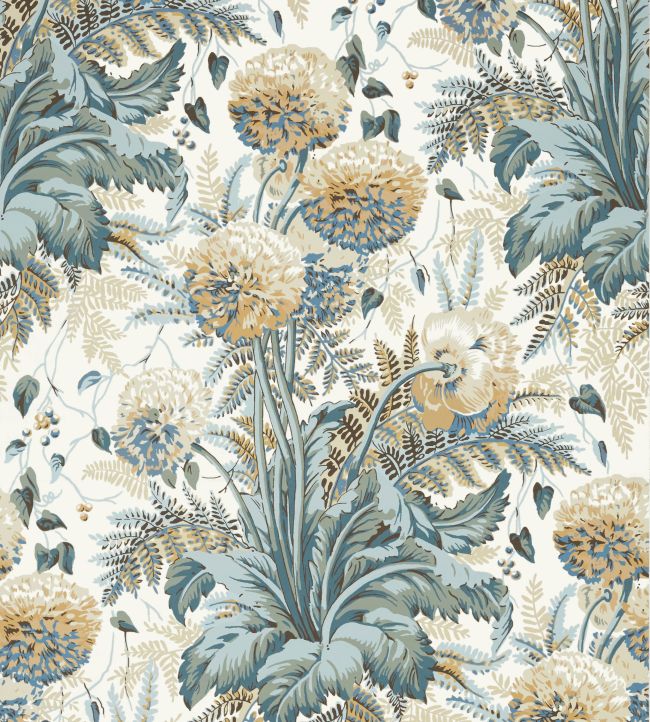Dahlia Wallpaper - Soft Gold on Cream - AT24539 - Anna French