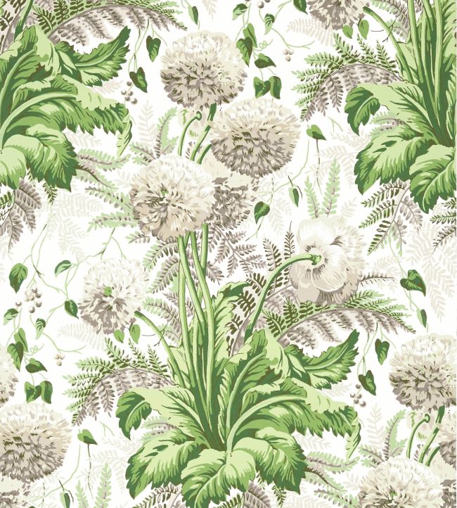 Dahlia Wallpaper - Spring on White - AT24538 - Anna French