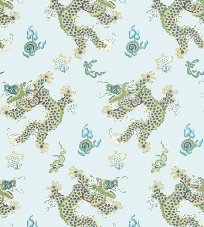 Dragon Dance Wallpaper - Spa Blue - AT23180 - Anna French
