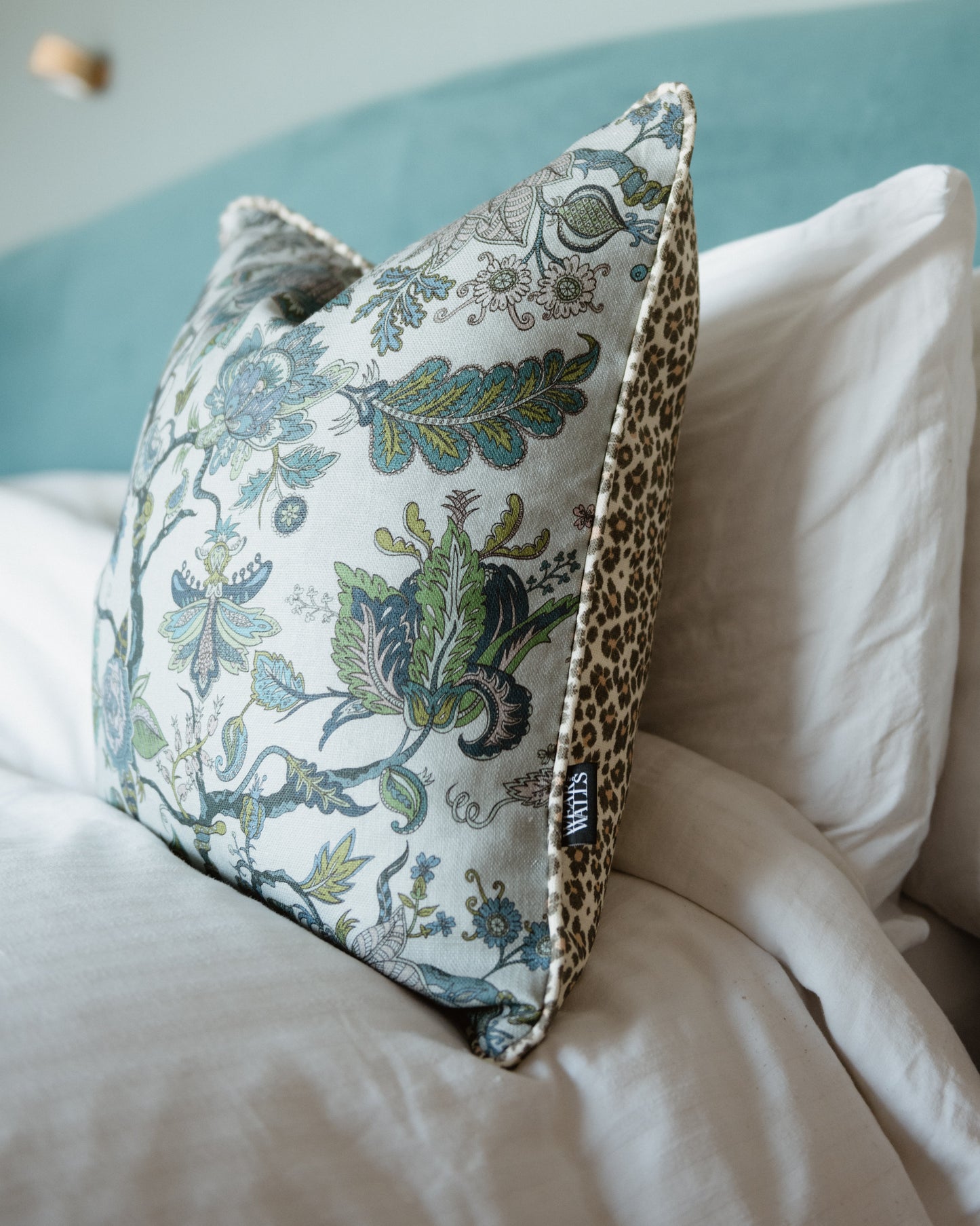 Eden Topaz Cushion with Medium Linen - Blue - Wear The Walls