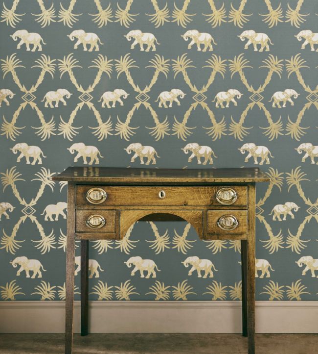 Elephant Palm Wallpaper - Gunmetal / Gold - BG2100201 - Barneby Gates