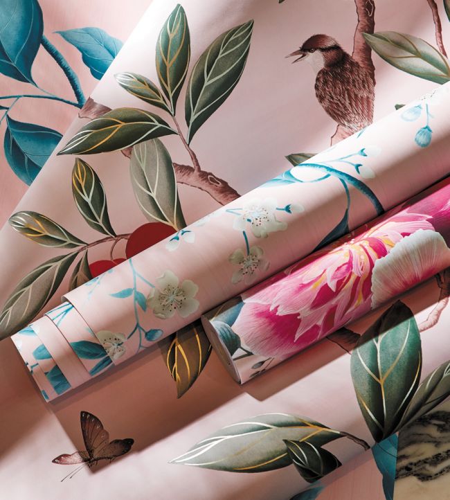 Ella Wallpaper - Powder/ Sage / Peach - HDHW112907 - Harlequin