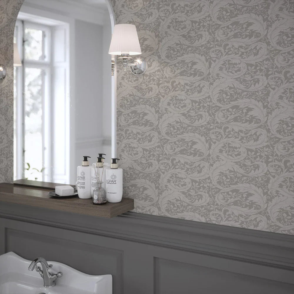 Enchanted Leaf Wallpaper - Earl Grey - Lucie Annabel