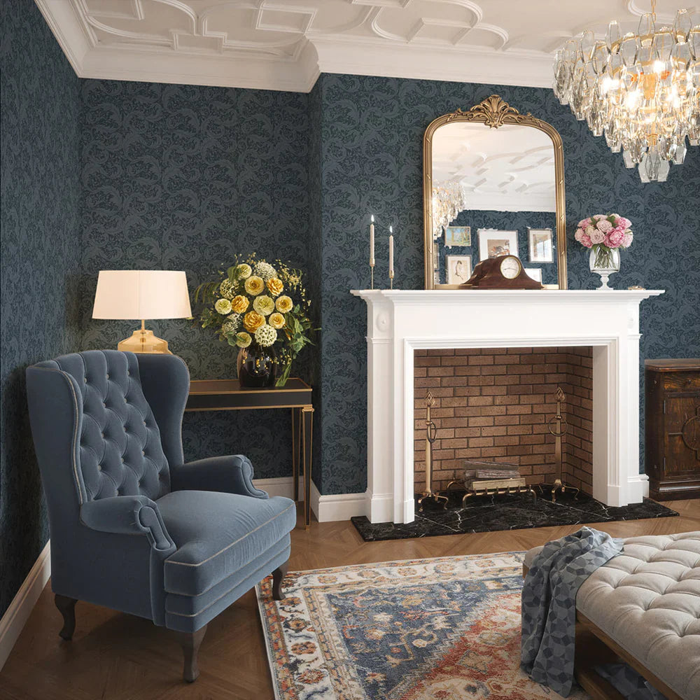 Enchanted Leaf Wallpaper - Rich Navy - Lucie Annabel